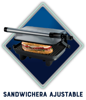 Sandwichera grill Oster® de altura ajustable